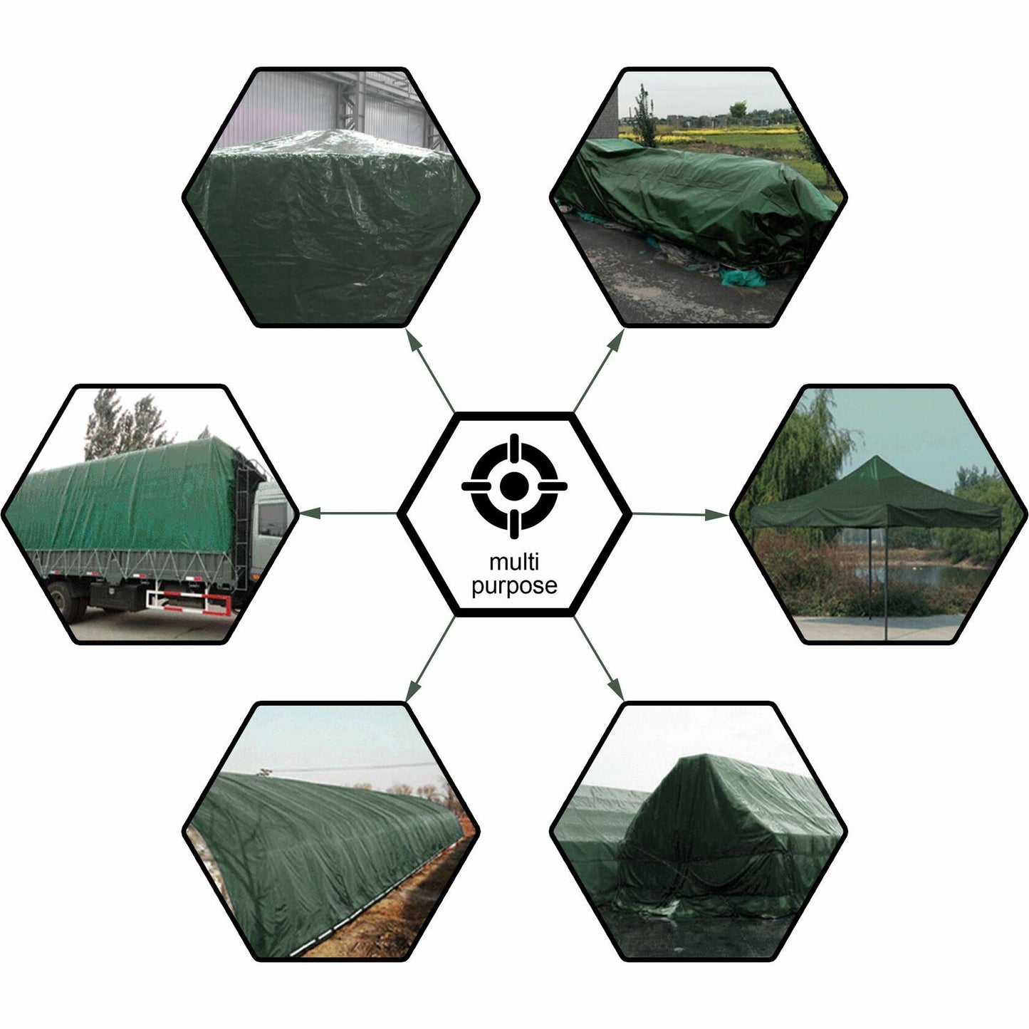 CARTMAN Finished Size 8x10 Feet Waterproof Green Tarp 8 Mil Thick, Multipurpose Protective Cover for Emergency Rain Shelter Camping Tarpaulin