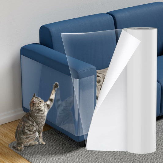 NO PINS Pain Cat Scratch Furniture Protector Thicken Self-Adhesive Single Side Couch Protector from Cat Claws,Furniture Protectors from Cats Scratching,Anti Scratch Deterren Protectors 150"x12"