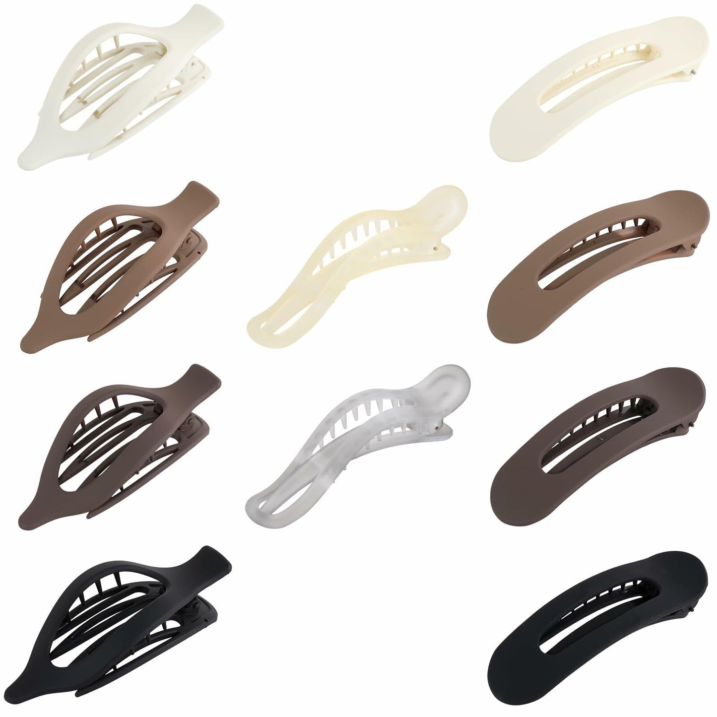 10 Pack French Flat Hair Clips for Women – Large Matte Flat Claw Clips, No-Slip Hair Clips for Thick & Thin Hair, Strong Hold Styling Barrettes, French Flat Hair Accessories
