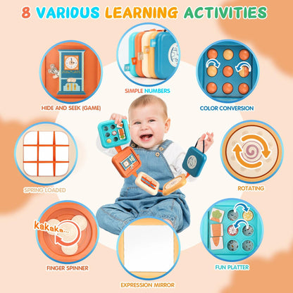 SOSUSHOE Busy Board for 1 Year Old, Travel Toys for Toddler 1-3, Montessori Busy Board Busy Cube, Toys Gifts for 1 Year Old Boy Girl