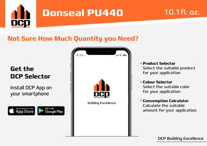 DCP Donseal PU440 Polyurethane Concrete Sealant 1 Pack– Non-Sag Concrete Caulk for Joints, Walls, Sidewalk, and Foundation, 10.1 fl. oz. Cartridge – Grey