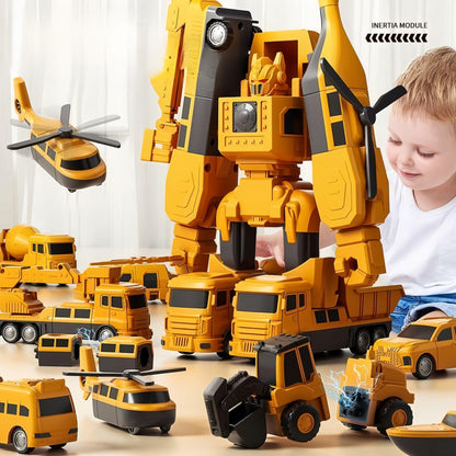 KKPOT Magnetic Transform Engineering Car Assembled Toys with Storage Box, Magnetic Cars and Trucks for Kids, Magnetic Blocks for Toddlers,Outdoor Activities for Kids Ages 3-5 4-8