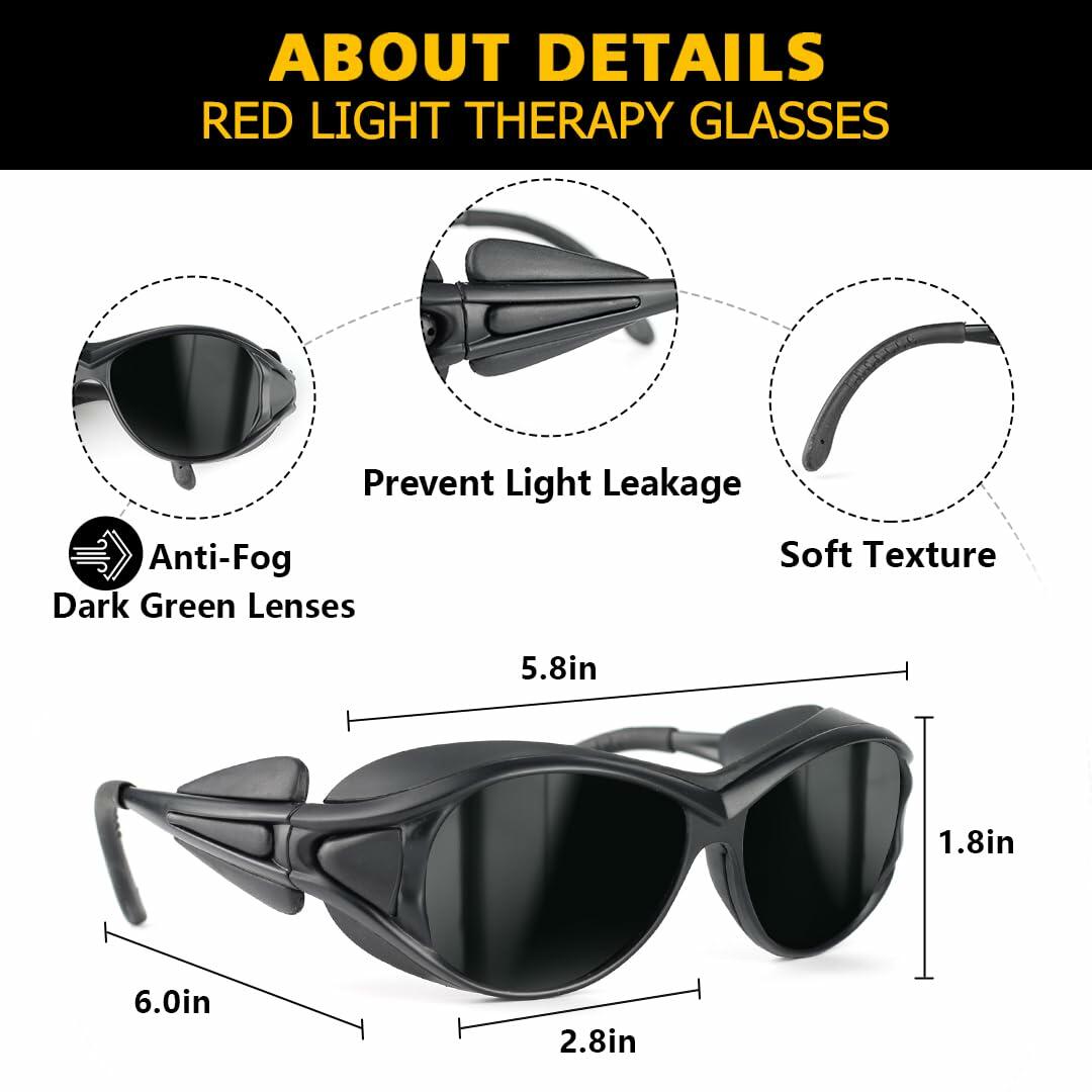 ULTREMA Red Light Therapy Glasses, Eyes Protection for Tanning Goggles, IPL Laser Safety Glasses 200-2000nm, Eye Protection for Red Light Therapy.