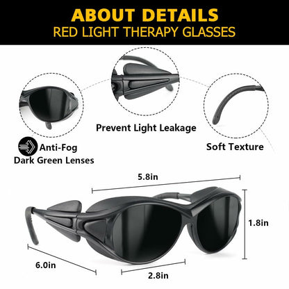 ULTREMA Red Light Therapy Glasses, Eyes Protection for Tanning Goggles, IPL Laser Safety Glasses 200-2000nm, Eye Protection for Red Light Therapy.