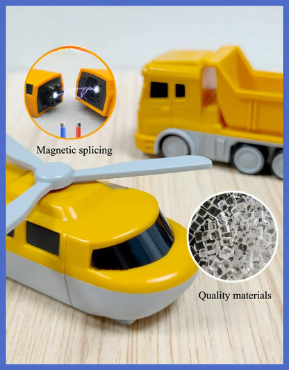 KKPOT Magnetic Transform Engineering Car Assembled Toys with Storage Box, Magnetic Cars and Trucks for Kids, Magnetic Blocks for Toddlers,Outdoor Activities for Kids Ages 3-5 4-8
