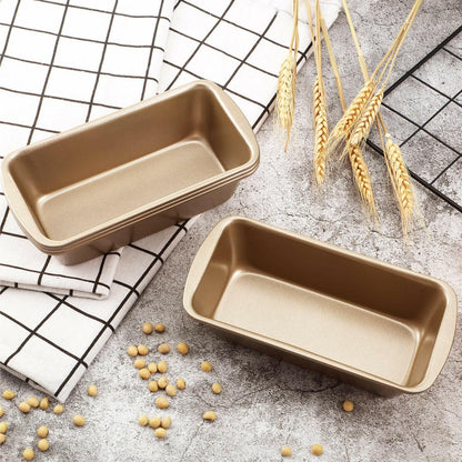 Patelai 4 Pack Small Loaf Pans for Baking Bread 7.2 x 3.7 Inch Non Stick Bread Pan Rectangle Baking Tray Toast Mold(Gold)