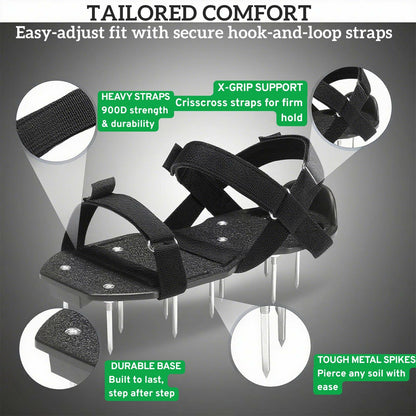 Lawn Aerator Shoes with 2.1” Spikes for Grass Aeration, Spiked Shoes for Lawn Care, Adjustable Heavy-Duty Strap Fit, Gardening Aerator Tool for Yard, Soil & Epoxy Floors