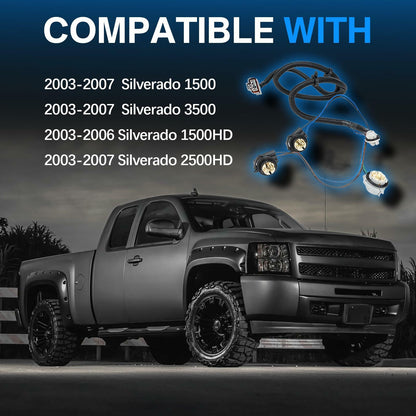 WEILEITE Left Driver and Right Passenger Side Tail Light Direct Wiring Harness Kit Compatible with Chevy Silverado 1500 1500HD 2500HD 3500 2003-2007 Replace 16531401 16531402