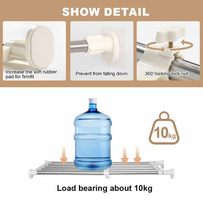 Hershii Closet Tension Shelf & Rod Expandable Metal Storage Rack Adjustable Organizer DIY Divider Separator for Cabinet Wardrobe Cupboard Kitchen Bathroom，15.74-23.62inches