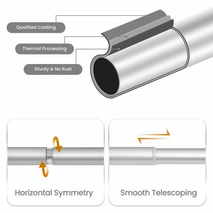 Silver Double Curtain Rod for Windows 28 to 48 Inch: Double Window Treatment Curtain Rod Heavy Duty Adjustable from28 to 48 Inch - Silver Foil Resin Finials and Double Curtain Rod