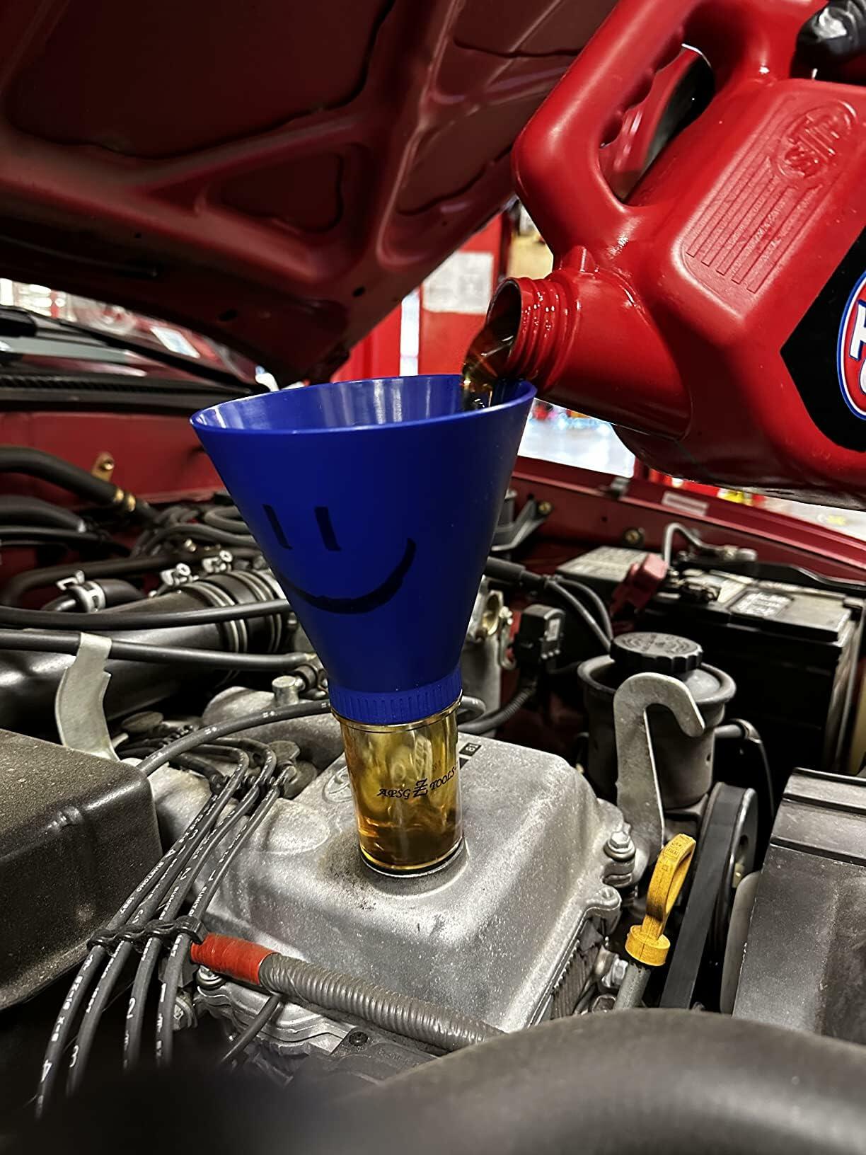 APSG Engine Oil Funnel | Compatible with Select GMC Chevrolet Ford Vehicles | Screw-On No-Spill Tool Locks Directly into Filler | Fast & Easy Oil Change with No Mess