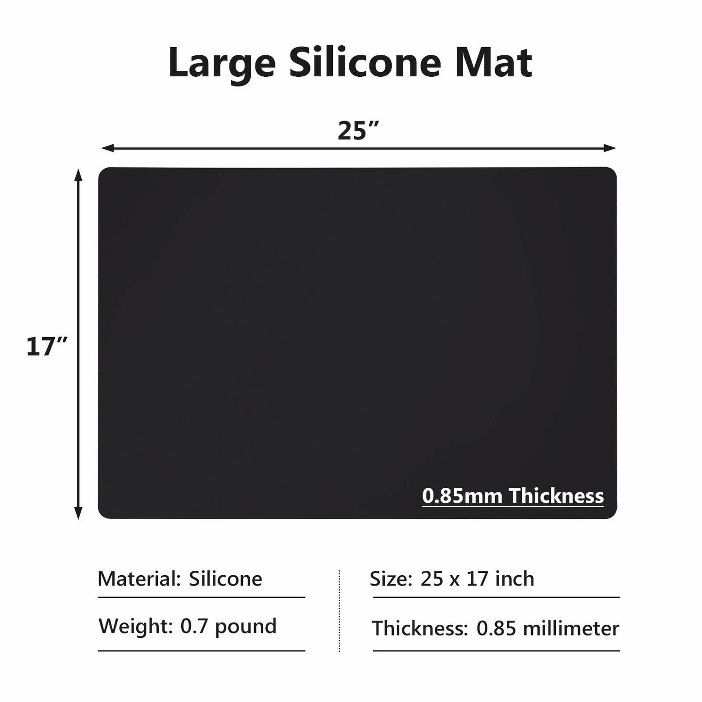 Gartful Silicone Mats for Kitchen Counter, Large Silicone Countertop Protector 25" by 17", Nonskid Heat Resistant Desk Saver Pad, Multipurpose Mat, Placemat, Black