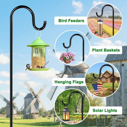 ANIDEER 72" Shepherds Hooks for Outdoor, Heavy Duty Bird Feeder Pole with 7 Base Prongs, Adjustable Garden Hanging Holder for Bird Feeders, Solar Light Lanterns, Garden Plant Hanger Stands, 2 Packs