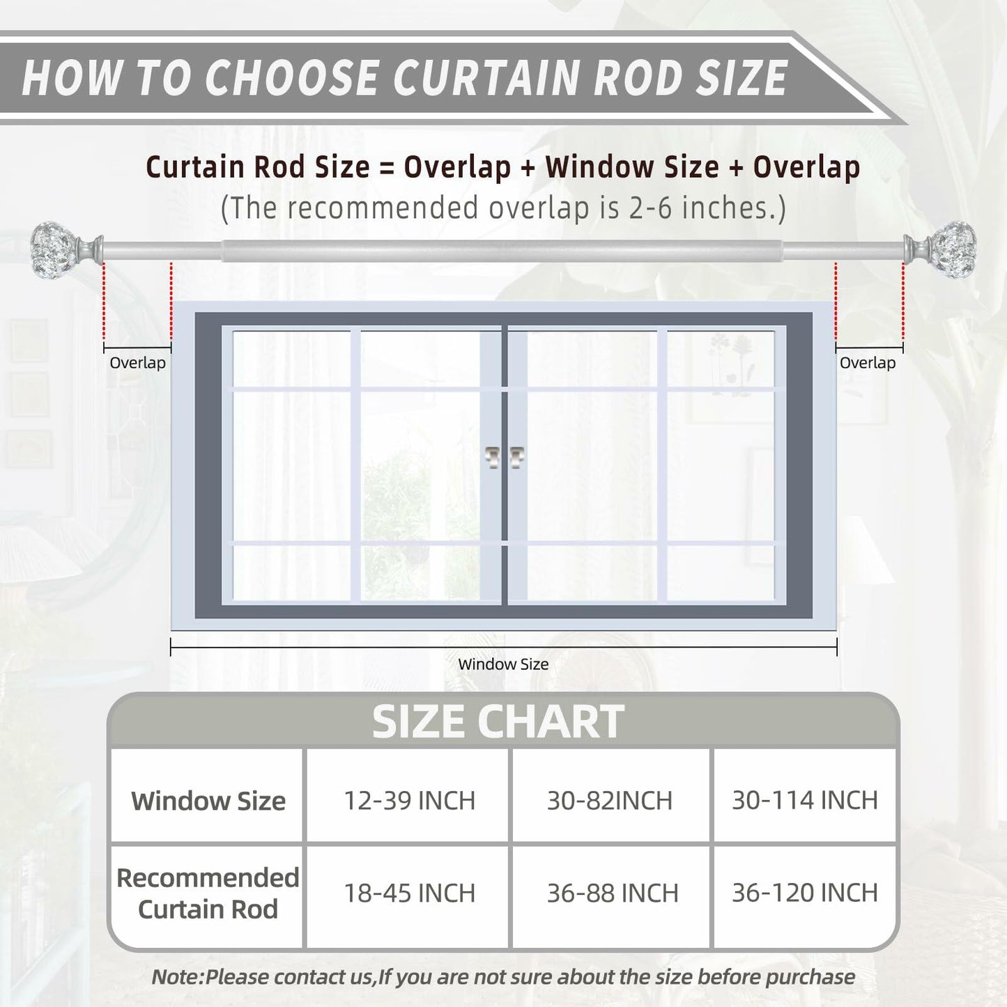 Silver Double Curtain Rod for Windows 28 to 48 Inch: Double Window Treatment Curtain Rod Heavy Duty Adjustable from28 to 48 Inch - Silver Foil Resin Finials and Double Curtain Rod