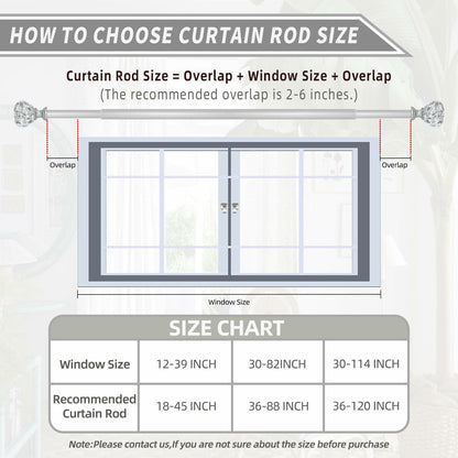 Silver Double Curtain Rod for Windows 28 to 48 Inch: Double Window Treatment Curtain Rod Heavy Duty Adjustable from28 to 48 Inch - Silver Foil Resin Finials and Double Curtain Rod