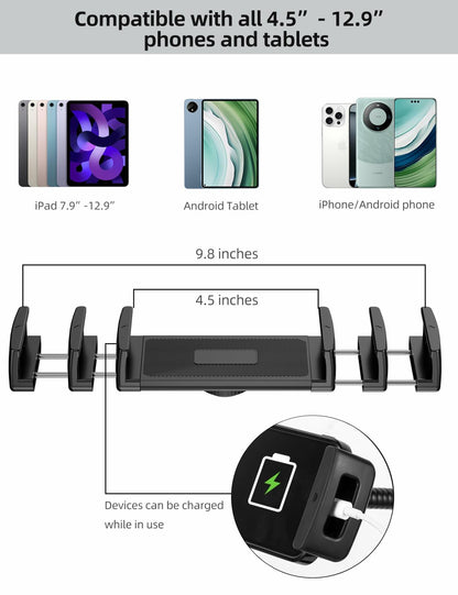 LanPavilion iPad Stand, Adjustable Tablet Floor Stand Metal Tablet Holder with Flexible Gooseneck, Compatible with iPad, Kindle, and Cell Phones (4.7''-13''), Ideal for Hands-Free Use