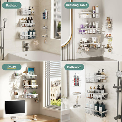 Veken Shower Caddy 6-Pack, Family Choice Award Winner, Large Wall Mounted Shower Rack, Bathroom Shelves Over Toilet, Organizer Storage Accessories with Soap Dish&Toothbrush Holder