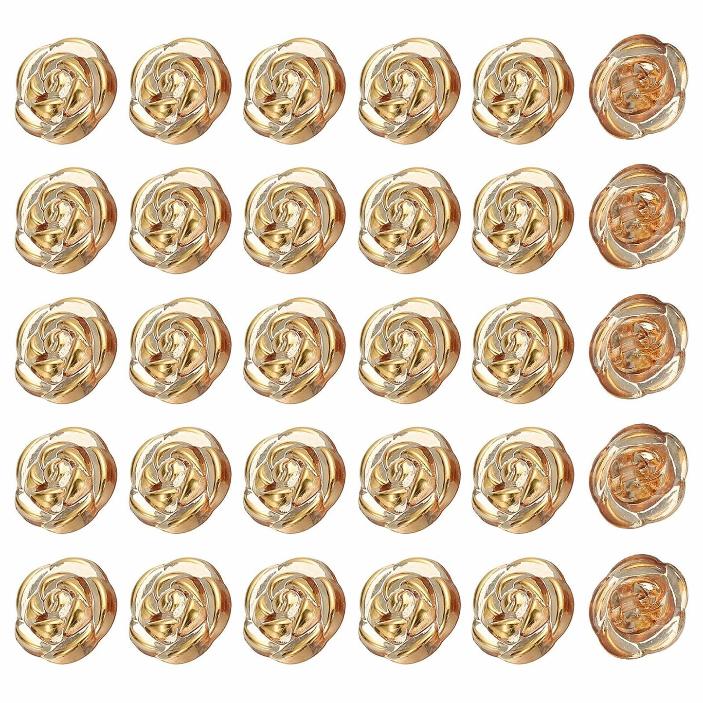PATIKIL 30Pcs Rose Flower Buttons, 13mm 1/2" Acrylic Cute Buttons for Clothes Decorative Sewing Accessories for DIY Crafts Shirts Blouse Sweaters, Coffee/Gold