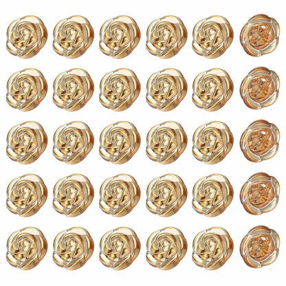 PATIKIL 30Pcs Rose Flower Buttons, 13mm 1/2" Acrylic Cute Buttons for Clothes Decorative Sewing Accessories for DIY Crafts Shirts Blouse Sweaters, Coffee/Gold