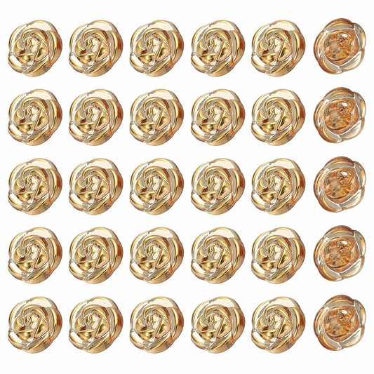 PATIKIL 30Pcs Rose Flower Buttons, 13mm 1/2" Acrylic Cute Buttons for Clothes Decorative Sewing Accessories for DIY Crafts Shirts Blouse Sweaters, Coffee/Gold