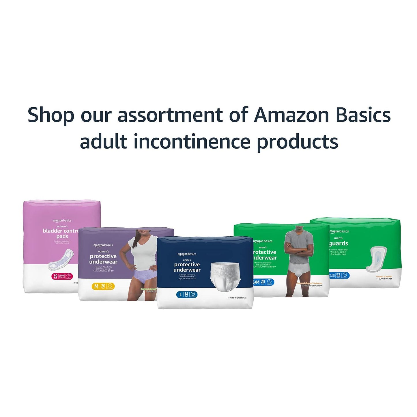 Amazon Basics Incontinence Underwear for Women, Protective, Disposable, Postpartum, Maximum Absorbency, Large, Lavender, 54 Count (3 Packs of 18)