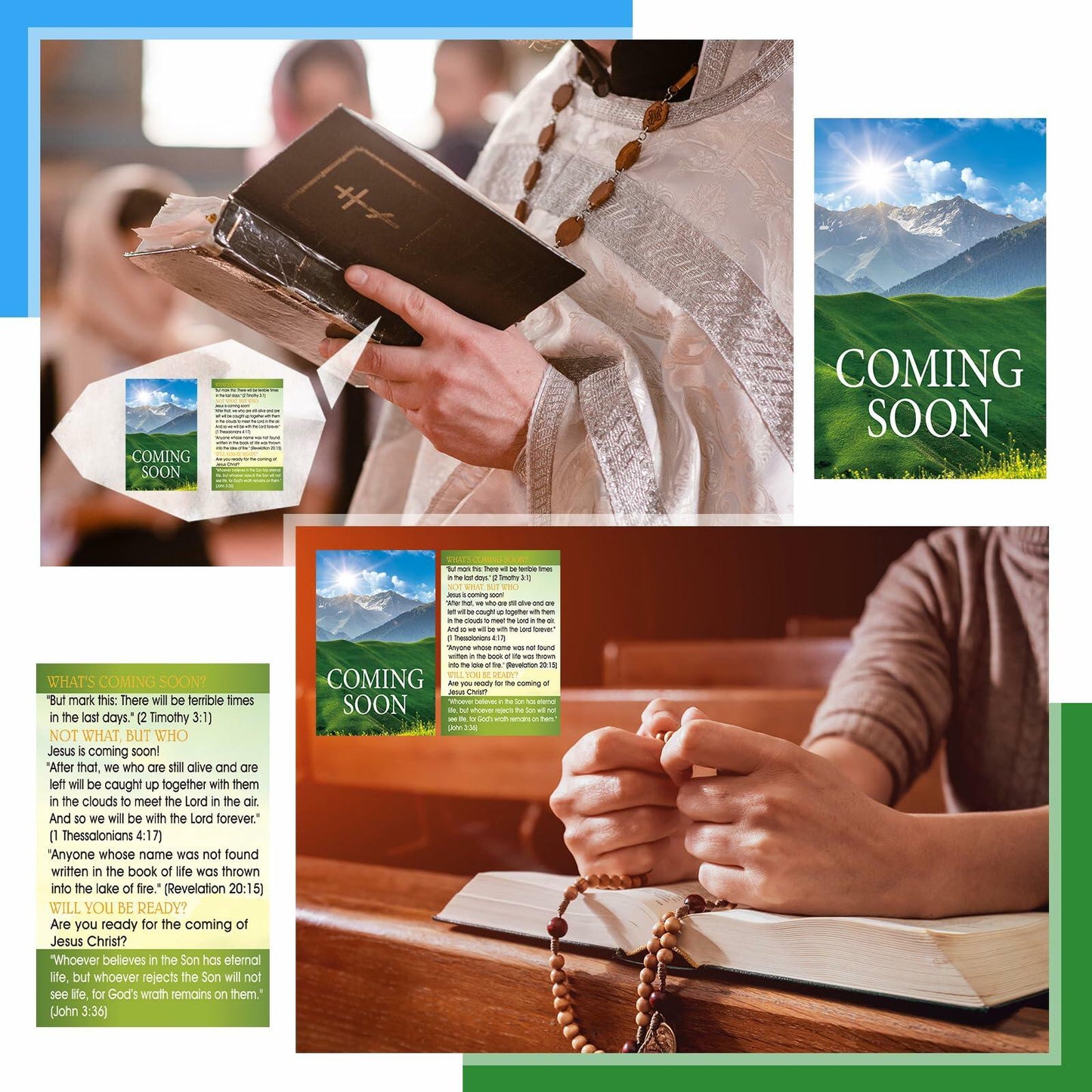 Noveread 200 Pcs Gospel Tract Card Salvation Cards Pocket Holy Postcard Prayer Postcards Christian Inspirational Bible Verses Bookmark for Christian Gift(Coming Soon)