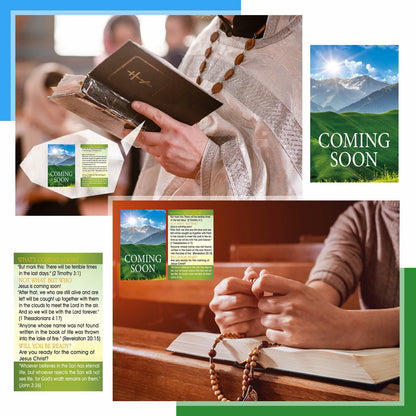 Noveread 200 Pcs Gospel Tract Card Salvation Cards Pocket Holy Postcard Prayer Postcards Christian Inspirational Bible Verses Bookmark for Christian Gift(Coming Soon)