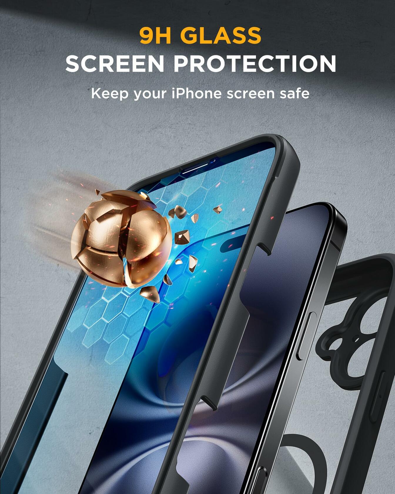 Miracase Magnetic for iPhone 16 Plus Case Full-Body Phone with Built-in Glass Screen Protector, [Compatible with MagSafe] Military Drop Proof 16 Plus Cover Bumper 6.7 inch, Black