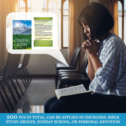 Noveread 200 Pcs Gospel Tract Card Salvation Cards Pocket Holy Postcard Prayer Postcards Christian Inspirational Bible Verses Bookmark for Christian Gift(Coming Soon)