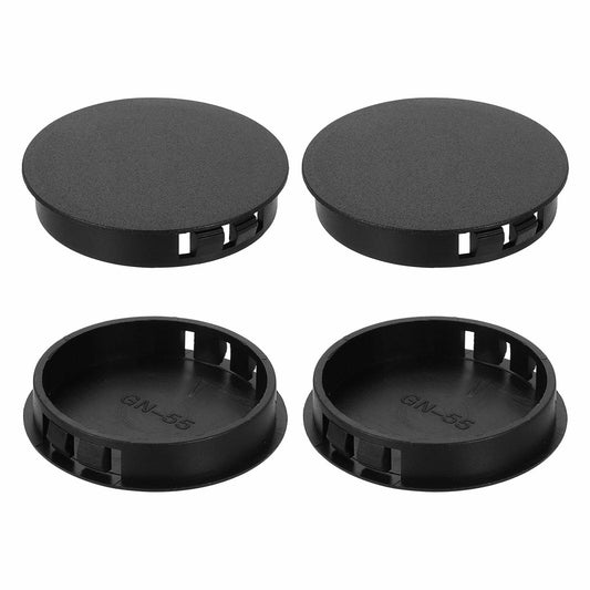 uxcell 4Pcs Plastic Hole Plugs, 55mm(2-3/16") Flush Type Panel Plugs, Round Snap Knockout Locking Plugs for Furniture Insert End Caps Panels, Black