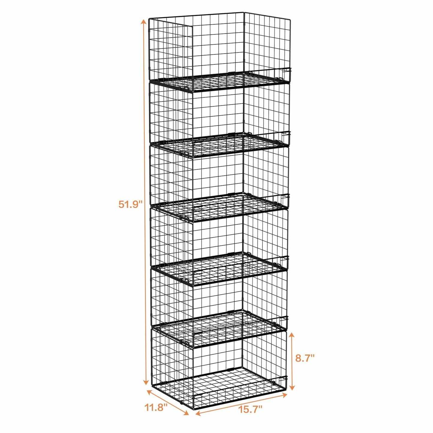 Yociyoga 6-Tier Stackable Closet Organizers and Storage Shelves, Closet Shelf Organizer Basket Bins, Foldable Sweater Storage for Clothes Organizer System, Black（Patent Pending）