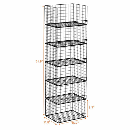 Yociyoga 6-Tier Stackable Closet Organizers and Storage Shelves, Closet Shelf Organizer Basket Bins, Foldable Sweater Storage for Clothes Organizer System, Black（Patent Pending）