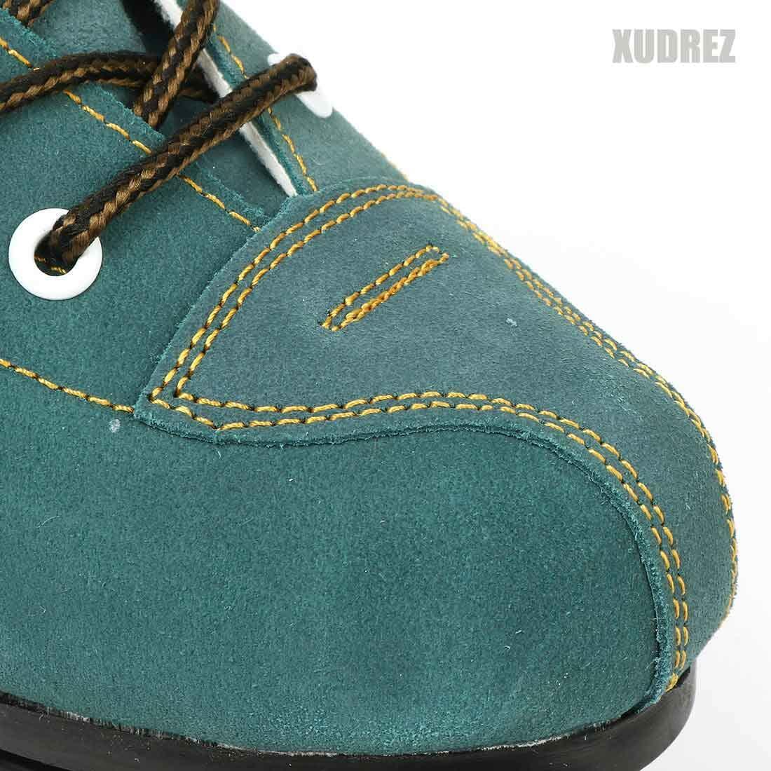 XUDREZ Cowhide Roller Skates for Women and Men High-Top Shoes Double-Row Design,Adjustable Classic Premium Roller Skates (Blue Flash Wheel,7.5)