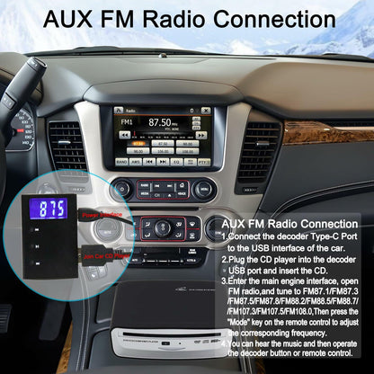 ASENCH Portable CD Player for Car - Universal USB External CD Player for Car,TV, Mac, Laptops, Desktops, PC with Plug and Play USB, AUX Port