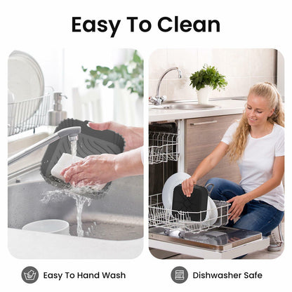 Redfly 2 Pack Silicone Air Fryer Liners, Square Reusable Non-Stick Basket Inserts for 6-8 QT Air Fryers, Dishwasher Safe Parchment Paper Replacement Accessories Gray & Black