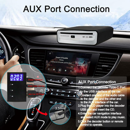 ASENCH Portable CD Player for Car - Universal USB External CD Player for Car,TV, Mac, Laptops, Desktops, PC with Plug and Play USB, AUX Port