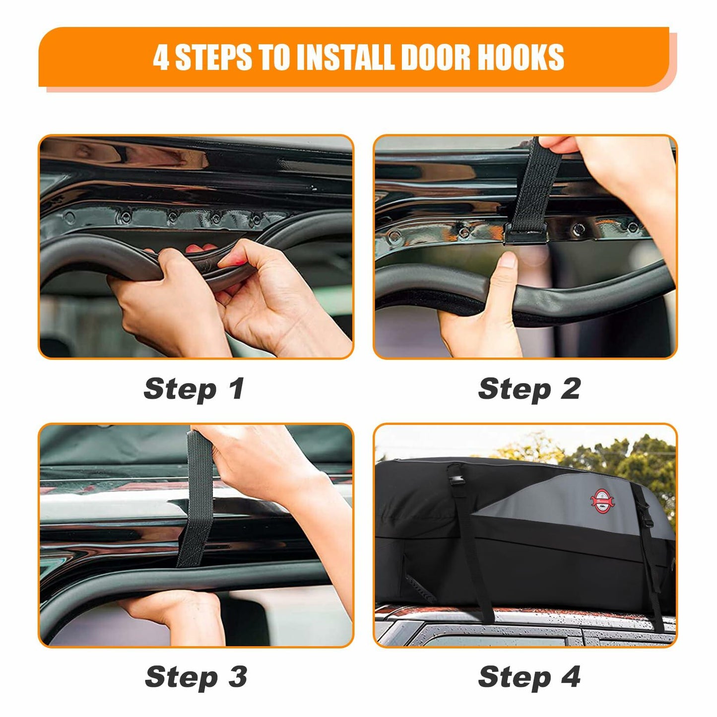Sailnovo Car Rooftop Cargo Carrier Roof Bag, 15 Cubic feet Waterproof Roof Cargo Carrier fit car with/Without Luggage Rack - Vehicle Soft Shell Roof Cargo Box with Tie-Down Strap, Safety Hook
