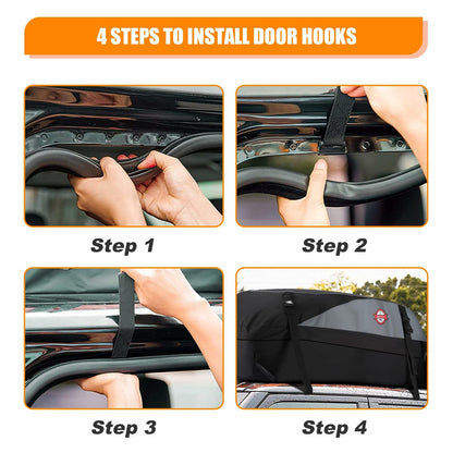 Sailnovo Car Rooftop Cargo Carrier Roof Bag, 15 Cubic feet Waterproof Roof Cargo Carrier fit car with/Without Luggage Rack - Vehicle Soft Shell Roof Cargo Box with Tie-Down Strap, Safety Hook