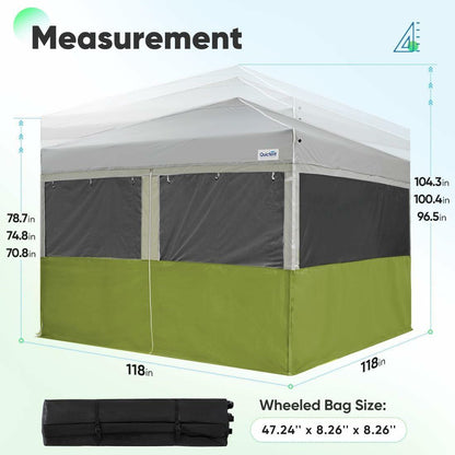 Quictent 10'x10' Pop up Canopy Tent with Sidewalls, 2 in 1 Screened Canopy with Roll-up Mesh Window Sidewalls, One Person Set up Canopy for Camping, Backyard and Outdoor Events (Green, 10'x10')