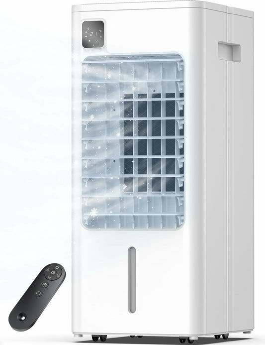 AEROZY BUMAI Portable Air Conditioner Windowless, 24.3" Evaporative Cooler with Digital Display, Remote, 3 Speeds, 12H Timer, Oscillating Swamp Cooler for Room no Windows, Bedroom, Living Room