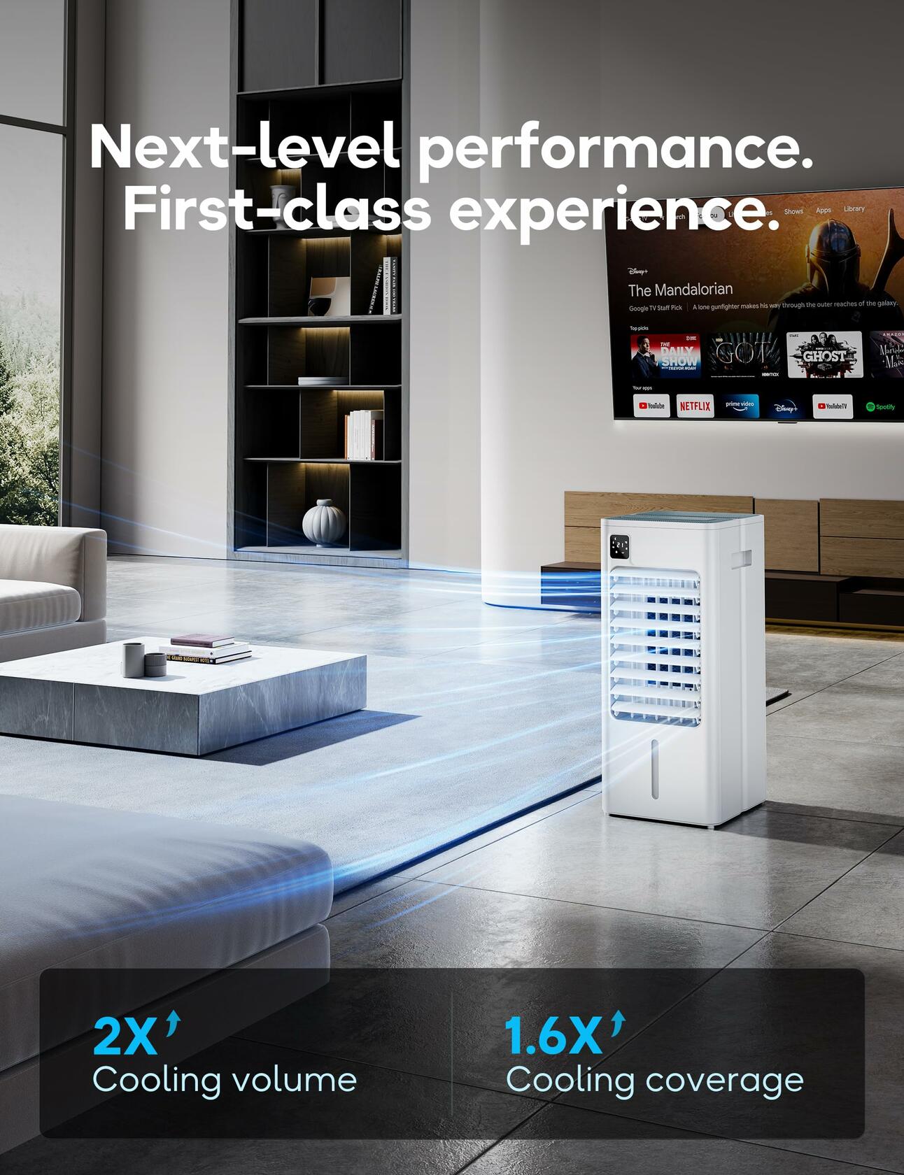 AEROZY BUMAI Portable Air Conditioner Windowless, 24.3" Evaporative Cooler with Digital Display, Remote, 3 Speeds, 12H Timer, Oscillating Swamp Cooler for Room no Windows, Bedroom, Living Room