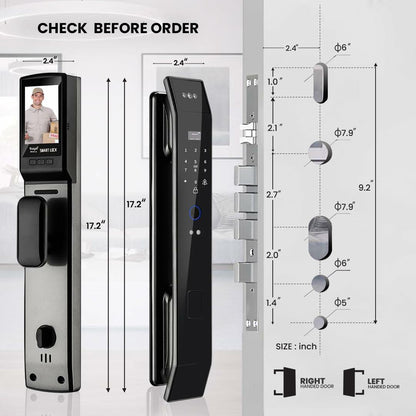 Smart WiFi Door Lock with 3D Face Recognition, Fingerprint, Video Doorbell & Intercom | Keyless Entry via Passcode, IC Card, Tuya App & Mechanical Key | Camera Security System for Front Door