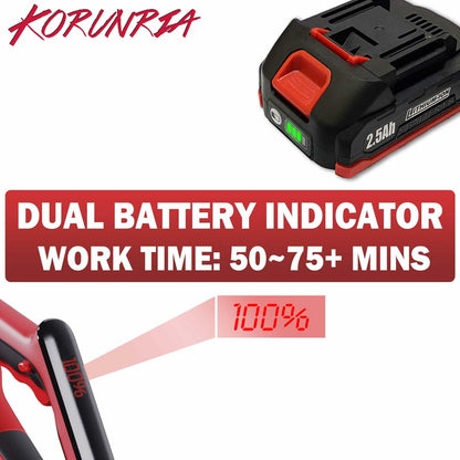 Korunria Brushless Weed Wacker & Edger & Lawn Mower Cordless, with Two 2.5Ah Battery, 3-in-1 Battery Powered Brush Cutter, Charger Included(Two 2.5AH Batteries)