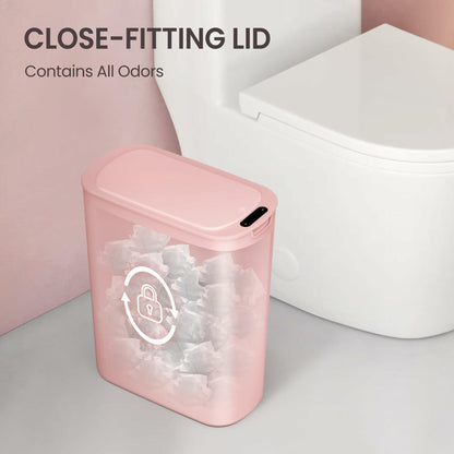 Cesun Motion Sensor Trash Can, 5 Gallon Automatic Bathroom Garbage Can with Lid, Touchless Smart Plastic Slim Wastebasket for Bathroom, Office, rv, Bedroom, Living Room, Pink