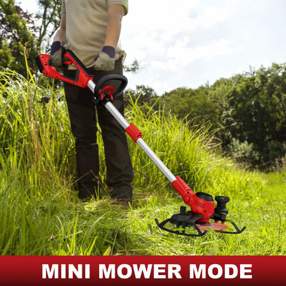 Korunria Brushless Weed Wacker & Edger & Lawn Mower Cordless, with Two 2.5Ah Battery, 3-in-1 Battery Powered Brush Cutter, Charger Included(Two 2.5AH Batteries)