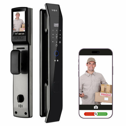 Smart WiFi Door Lock with 3D Face Recognition, Fingerprint, Video Doorbell & Intercom | Keyless Entry via Passcode, IC Card, Tuya App & Mechanical Key | Camera Security System for Front Door