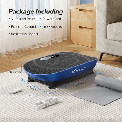MERACH Vibration Plate Exercise Machine, Whole Body Workout Equipment for Women, Bluetooth and Silicone Pedal, Vibration Plate with Auto Mode, Vibrate Fitness Platform for Home (Blue)