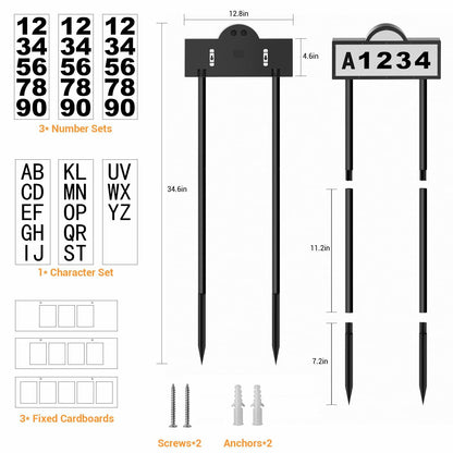 Quntis House Numbers for Outside, Waterproof Solar Address Signs for House Light Up, Cold/Warm/Daylight White Address Plaque Outdoor LED Illuminated, Wall Mounted/In Ground 2 Ways for Home Yard Street