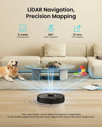 PSUK W11 Robot Vacuum and Mop with Self-Emptying, 60-Day Capacity，LiDAR Navigation, Home Mapping, 3000Pa Suction，No-Go Zones, Robotic Vacuum Cleaner for Pet Hair， Hard Floors, Carpets (Large)