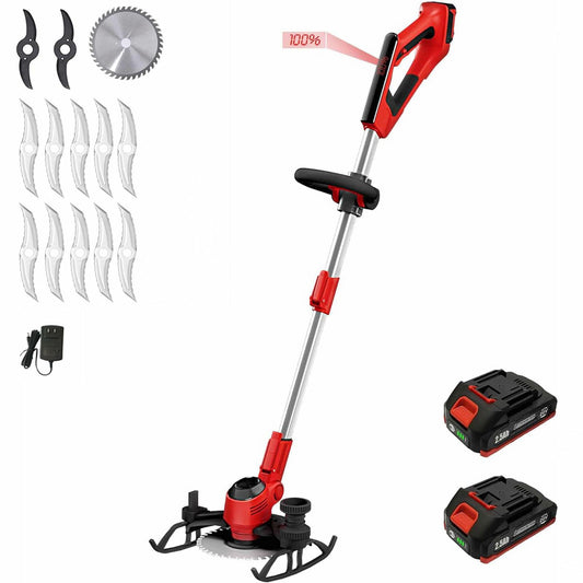 Korunria Brushless Weed Wacker & Edger & Lawn Mower Cordless, with Two 2.5Ah Battery, 3-in-1 Battery Powered Brush Cutter, Charger Included(Two 2.5AH Batteries)